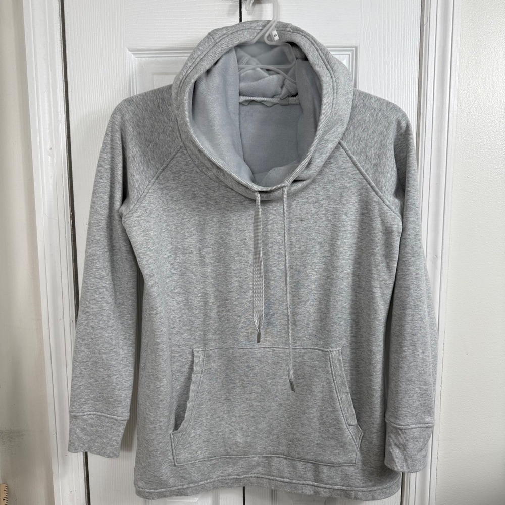 Athleta Cowl Neck Fleece Hoodie Size M Grey Athleisure Gorpcore Sweatshirt